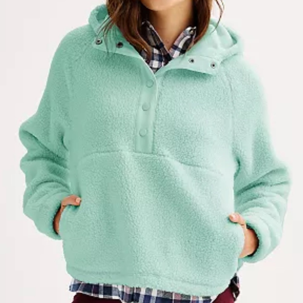 ✨Juniors' SO High Pile Hooded Snap Tunic Pullover Jacket✨